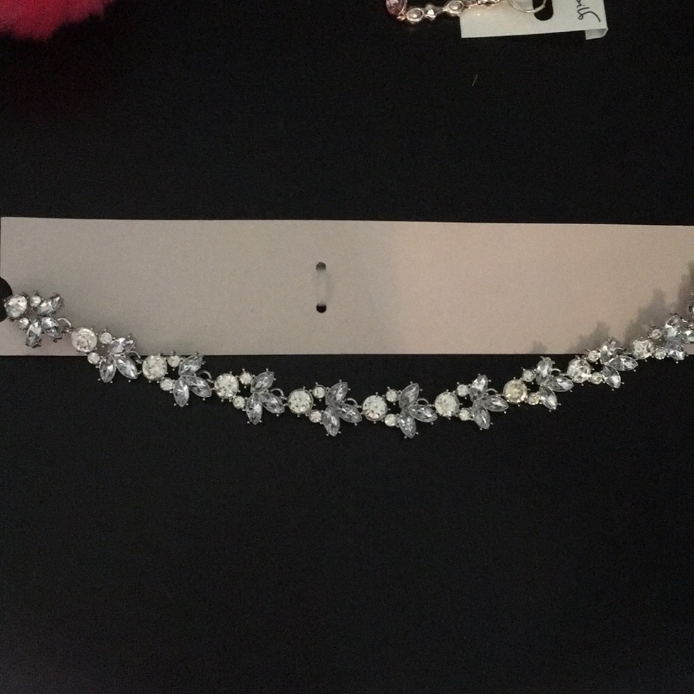 Blush Crystal Headband or hat adornment elastic